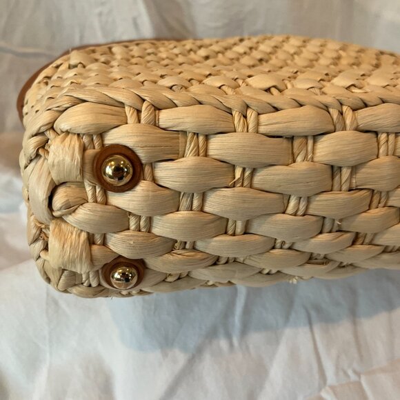 Talbots Leather & Straw Handbag -- Woven -- New With Tags - Picture 10 of 12